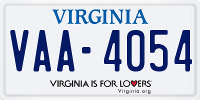 VA license plate VAA4054