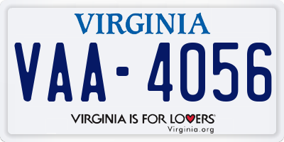 VA license plate VAA4056