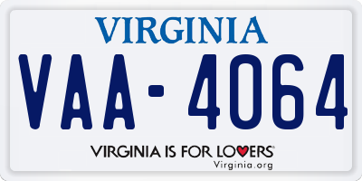 VA license plate VAA4064