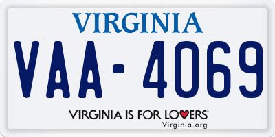 VA license plate VAA4069