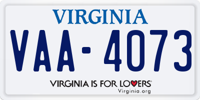 VA license plate VAA4073