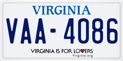 VA license plate VAA4086