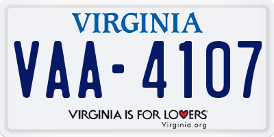 VA license plate VAA4107