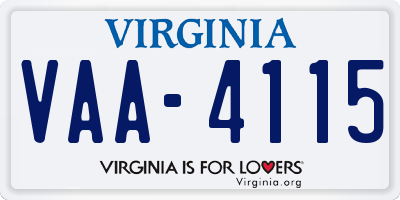 VA license plate VAA4115