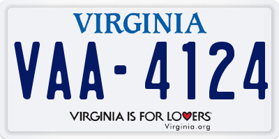 VA license plate VAA4124