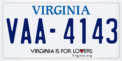 VA license plate VAA4143