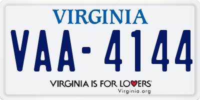 VA license plate VAA4144