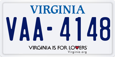 VA license plate VAA4148