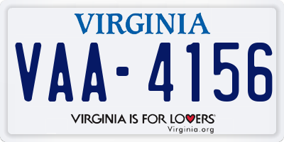 VA license plate VAA4156