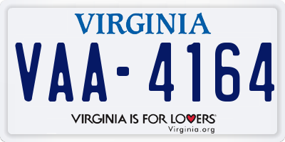 VA license plate VAA4164