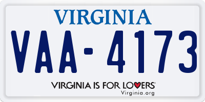 VA license plate VAA4173