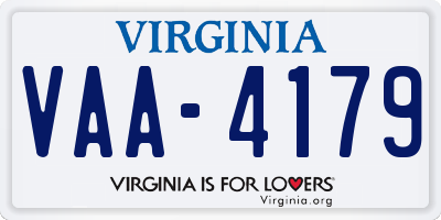 VA license plate VAA4179