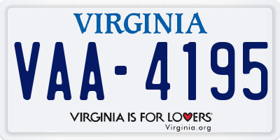 VA license plate VAA4195