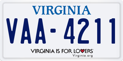 VA license plate VAA4211