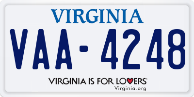 VA license plate VAA4248