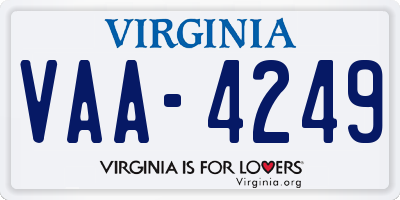 VA license plate VAA4249
