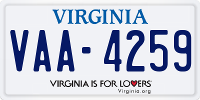 VA license plate VAA4259