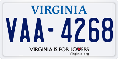 VA license plate VAA4268