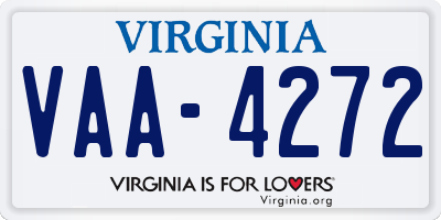 VA license plate VAA4272