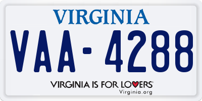 VA license plate VAA4288