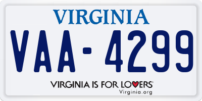 VA license plate VAA4299