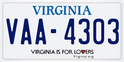 VA license plate VAA4303