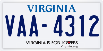 VA license plate VAA4312