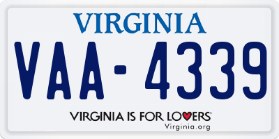 VA license plate VAA4339