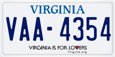 VA license plate VAA4354