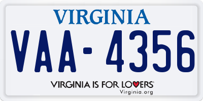 VA license plate VAA4356
