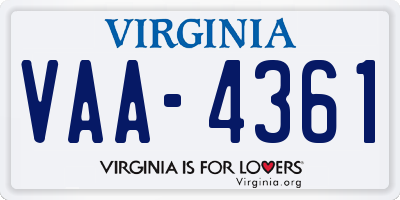 VA license plate VAA4361
