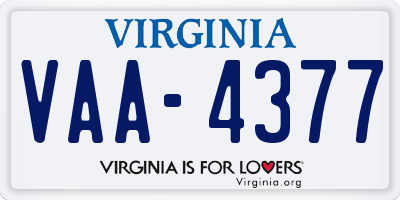 VA license plate VAA4377