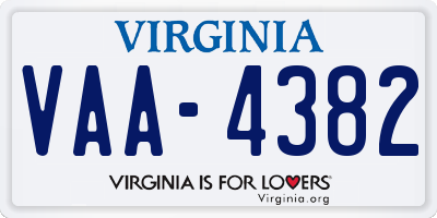 VA license plate VAA4382