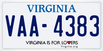 VA license plate VAA4383