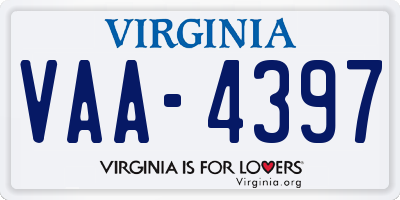 VA license plate VAA4397