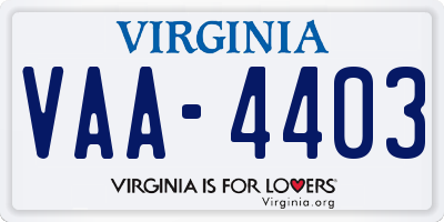 VA license plate VAA4403