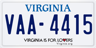 VA license plate VAA4415
