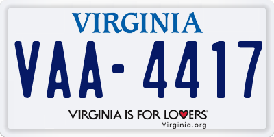 VA license plate VAA4417