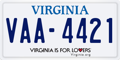 VA license plate VAA4421