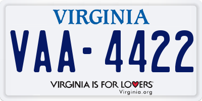 VA license plate VAA4422