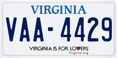 VA license plate VAA4429