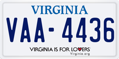 VA license plate VAA4436