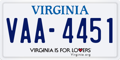 VA license plate VAA4451