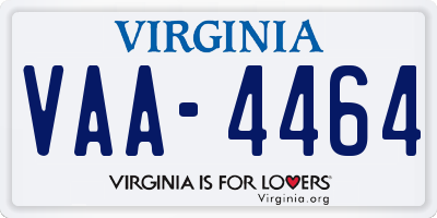 VA license plate VAA4464