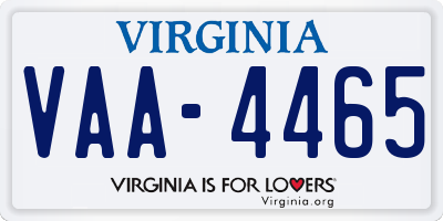 VA license plate VAA4465