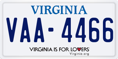 VA license plate VAA4466