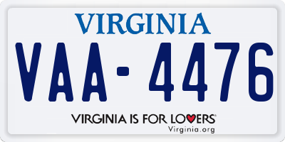 VA license plate VAA4476