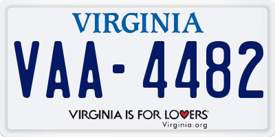VA license plate VAA4482