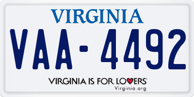 VA license plate VAA4492