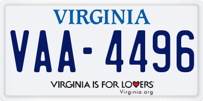 VA license plate VAA4496